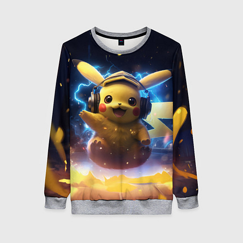 Женский свитшот Пикачу диджей / 3D-Меланж – фото 1