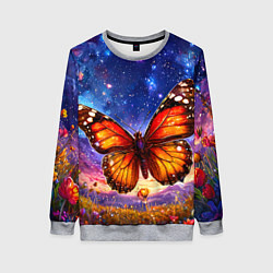 Свитшот женский Бабочка в космосе, цвет: 3D-меланж