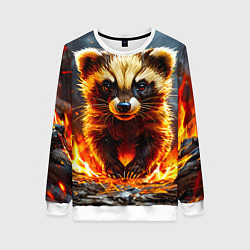 Женский свитшот Енот в огне