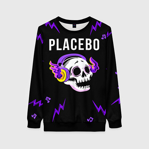 Женский свитшот Placebo неоновый череп / 3D-Черный – фото 1