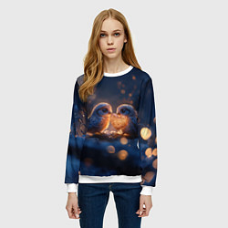 Свитшот женский Милые влюбленные совушки, цвет: 3D-белый — фото 2