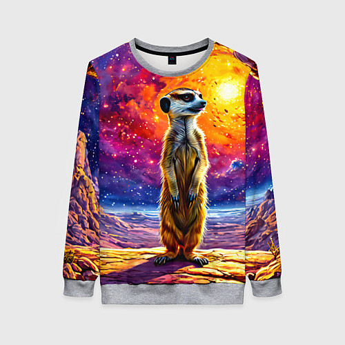 Женский свитшот Сурикат и космическое небо / 3D-Меланж – фото 1