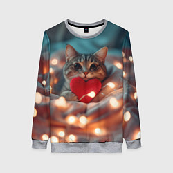 Женский свитшот Кошка с сердцем
