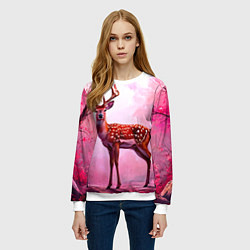 Свитшот женский Олень в розовом свете, цвет: 3D-белый — фото 2