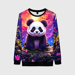 Свитшот женский Панда и космическое небо, цвет: 3D-черный