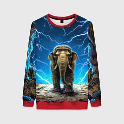 Свитшот женский Мамонт и разряды молний, цвет: 3D-красный