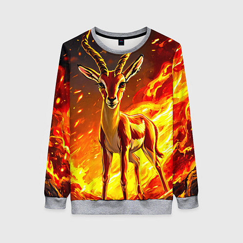 Женский свитшот Газель в огне / 3D-Меланж – фото 1