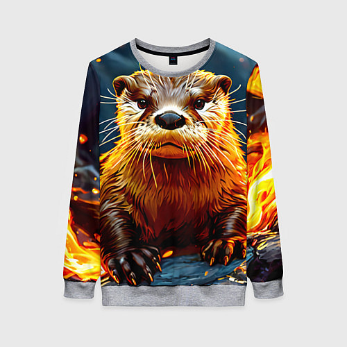Женский свитшот Выдра в огне / 3D-Меланж – фото 1