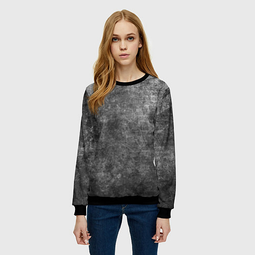 Женский свитшот Абстракция - gray wall / 3D-Черный – фото 3