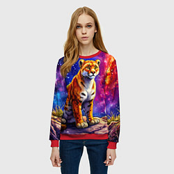 Свитшот женский Пума и звездное небо, цвет: 3D-красный — фото 2