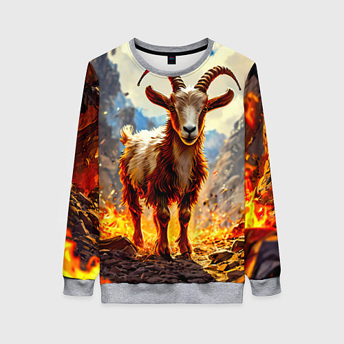 Женский свитшот Козел в огне / 3D-Меланж – фото 1