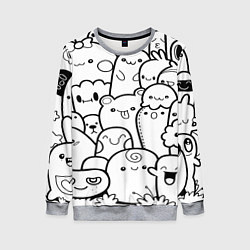 Свитшот женский Doodle monsters, цвет: 3D-меланж