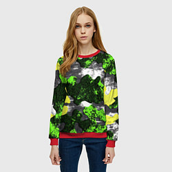 Свитшот женский Камуфляж из брызг краски, цвет: 3D-красный — фото 2