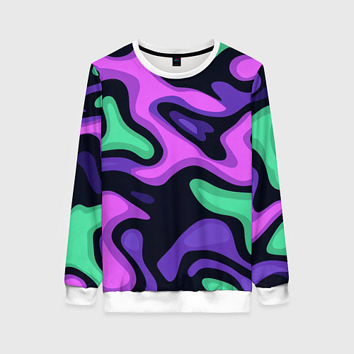 Женский свитшот Разноцветный эмоциональный камуфлляж / 3D-Белый – фото 1