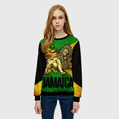 Женский свитшот Jamaica lion flag / 3D-Черный – фото 3