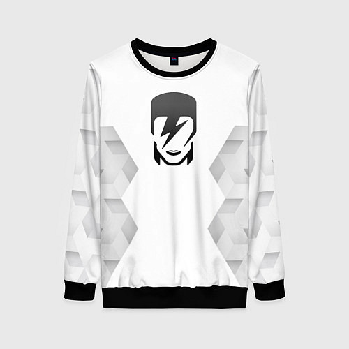 Женский свитшот David Bowie white poly / 3D-Черный – фото 1