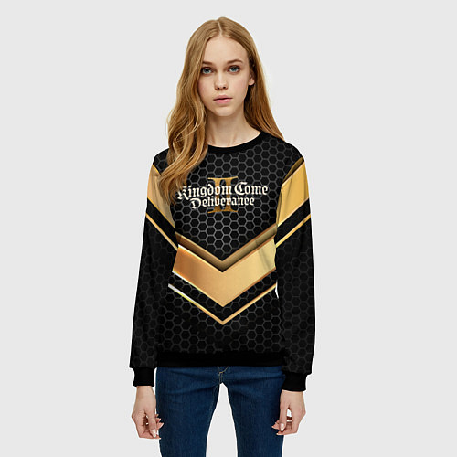 Женский свитшот Kingdom Come Deliverance 2 золотая полоса / 3D-Черный – фото 3