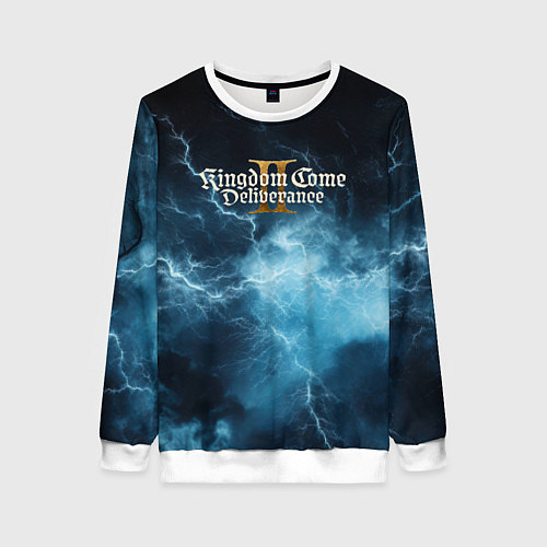 Женский свитшот Kingdom Come Deliverance 2 синие молнии / 3D-Белый – фото 1