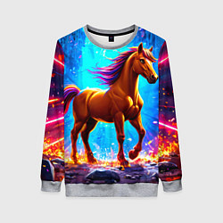 Женский свитшот Лошадь в ярких лучах