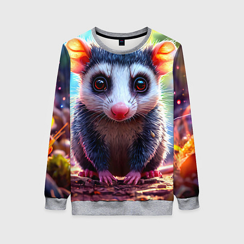 Женский свитшот Опоссум в лесу / 3D-Меланж – фото 1