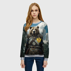 Свитшот женский Русский медведь воин, цвет: 3D-меланж — фото 2