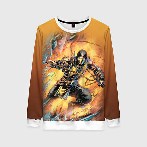 Женский свитшот Scorpion - Mortal Kombat / 3D-Белый – фото 1