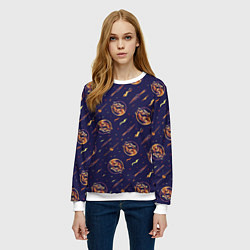 Свитшот женский Mortal Kombat logo pattern, цвет: 3D-белый — фото 2