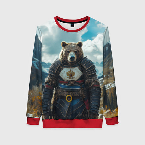 Женский свитшот Воин русский медведь / 3D-Красный – фото 1