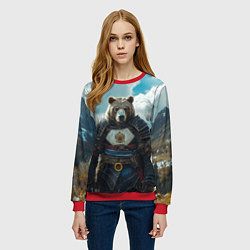 Свитшот женский Воин русский медведь, цвет: 3D-красный — фото 2