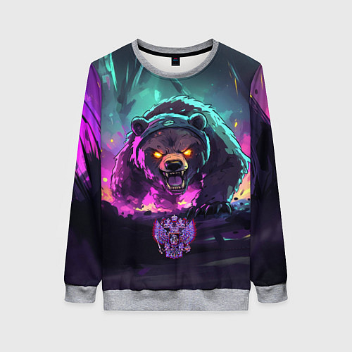 Женский свитшот Атакующий русский медведь / 3D-Меланж – фото 1