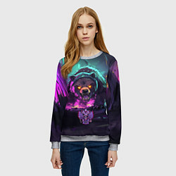 Свитшот женский Атакующий русский медведь, цвет: 3D-меланж — фото 2