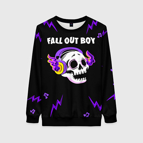 Женский свитшот Fall Out Boy неоновый череп / 3D-Черный – фото 1