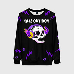 Женский свитшот Fall Out Boy неоновый череп