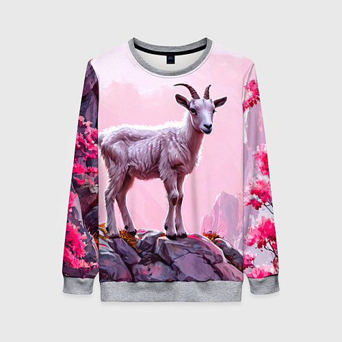 Женский свитшот Козлик в розовом свете / 3D-Меланж – фото 1