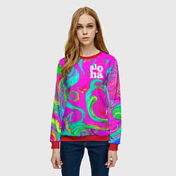 Свитшот женский Abstract floral pattern - aloha, цвет: 3D-красный — фото 2