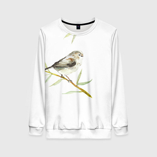 Женский свитшот Воробей акварель / 3D-Белый – фото 1
