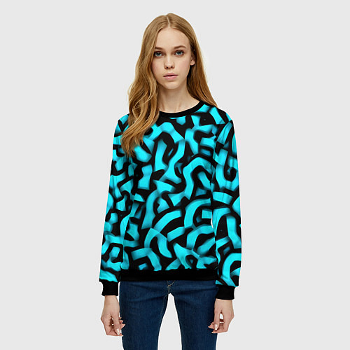 Женский свитшот Бирюзовая абстракция / 3D-Черный – фото 3