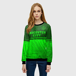 Свитшот женский Leicester City - green gradient посередине, цвет: 3D-черный — фото 2