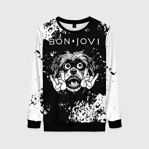 Женский свитшот Bon Jovi рок пес / 3D-Черный – фото 1