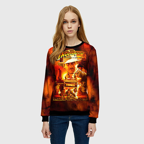 Женский свитшот Indiana Jones and the raiders of the lost ark / 3D-Черный – фото 3