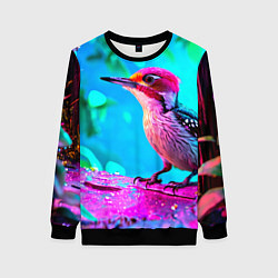 Женский свитшот Дятел и яркий пейзаж