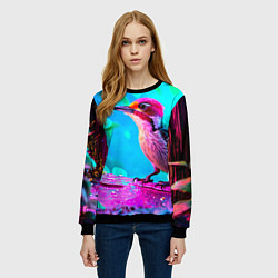 Свитшот женский Дятел и яркий пейзаж, цвет: 3D-черный — фото 2