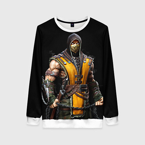 Женский свитшот Mortal kombat - Scorpion / 3D-Белый – фото 1