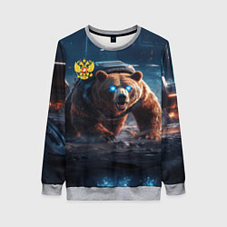 Свитшот женский Русский медведь-победитель, цвет: 3D-меланж