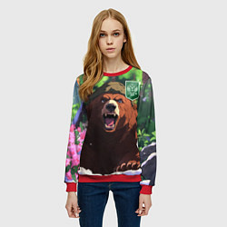 Свитшот женский Русский медведь патриот, цвет: 3D-красный — фото 2