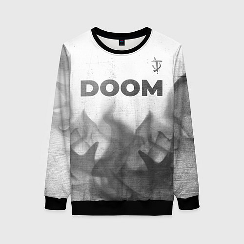 Женский свитшот Doom - white gradient посередине / 3D-Черный – фото 1