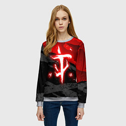 Свитшот женский Doom - neon red, цвет: 3D-меланж — фото 2