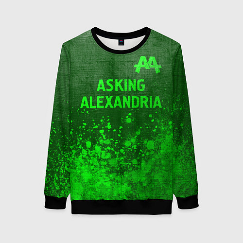 Женский свитшот Asking Alexandria - green gradient посередине / 3D-Черный – фото 1