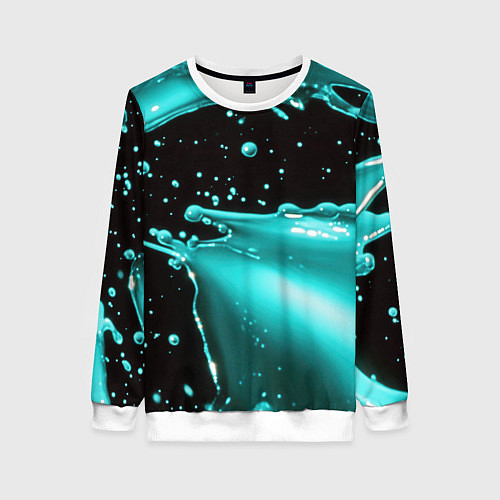 Женский свитшот Разрыв голубой краски / 3D-Белый – фото 1