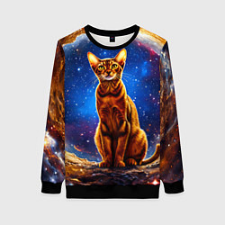 Женский свитшот Абиссинская кошка в космосе